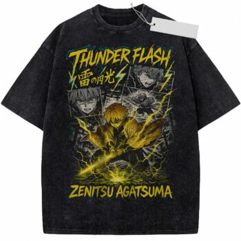 Zenitsu Agatsuma Thunder Flash Vintage Graphic T-Shirt