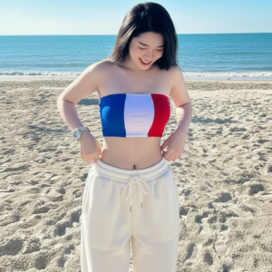 Blue White Red Colorblock Bandeau Top for Summer Beach Outfits