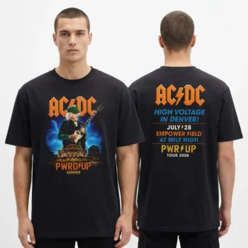 AC/DC PWR/UP Tour 2026 Denver Concert Tee Empower Field Mile High Angus Young T-Shirt