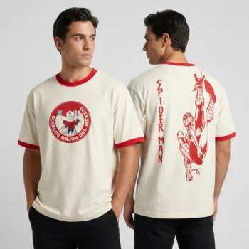 Diablos Rojos del México Spider-Man Ringer Tee Limited Edition Baseball Crossover Graphic T-Shirt