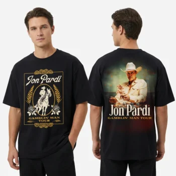 Jon Pardi Gamblin' Man Tour Graphic T-Shirt Country Music Concert Fan Tee