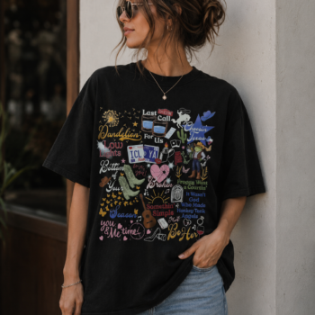Vintage Country Lyric Collage Graphic Tee Western Cowboy Boots Honky Tonk Shirt