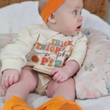Thick Thighs & Pumpkin Pies Retro Baby Romper | Fall Outfit