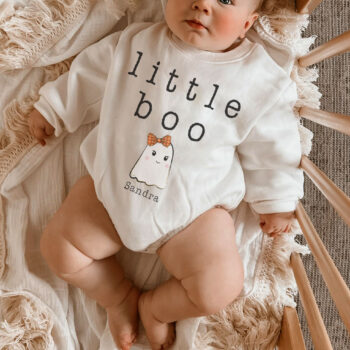 Personalized 'Little Boo' Ghost Baby Romper | Custom First Halloween