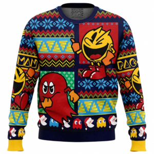 Pac Man Sweatshirt Ugly Christmas Sweater Retro 80s Arcade Gamer Holiday Pullover Gift