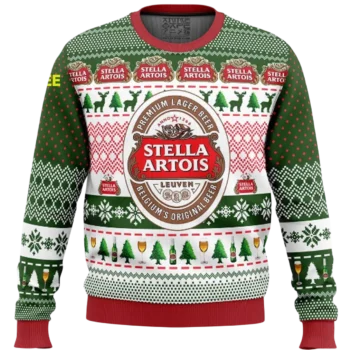 Stella Artois Sweater Ugly Christmas Beer Lover Graphic Holiday Crewneck Sweatshirt Gift available at our Miami, Florida warehouse