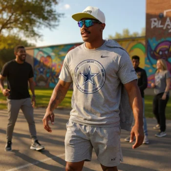 Dallas Cowboys Tee, Heather Grey Game Day Football Apparel Graphic T-Shirt available at our Miami, Florida warehouse