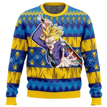 Trunks Sweatshirt Dragon Ball Z Anime Ugly Christmas Pattern Graphic Pullover Gift available at our Miami, Florida warehouse
