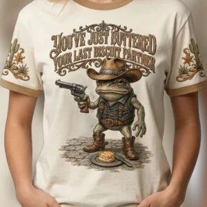 You've Just Buttered Your Last Biscuit Partner Cowboy Toad Tee, Funny Western Southern Humor Graphic Shirt Gift