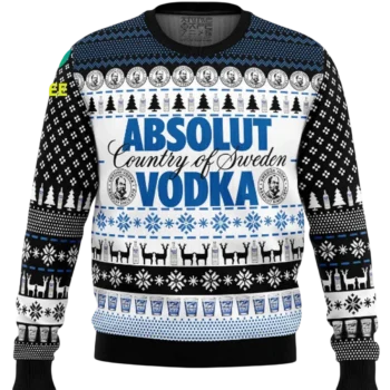 Absolut Country of Sweden Vodka Ugly Christmas Sweater, Nordic Fair Isle Holiday Knit Sweatshirt available at our Miami, Florida warehouse