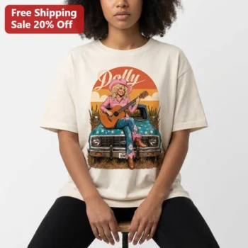 Dolly Tee Vintage Dolly Parton Country Music Truck Sunset Graphic Tee Gift for Country Music Fans available at our Miami, Florida warehouse