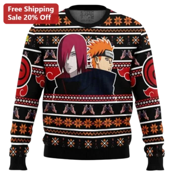 Pain and Nagato Akatsuki Ugly Christmas Sweater Naruto Shippuden Holiday Gift for Anime Fans available at our Miami, Florida warehouse