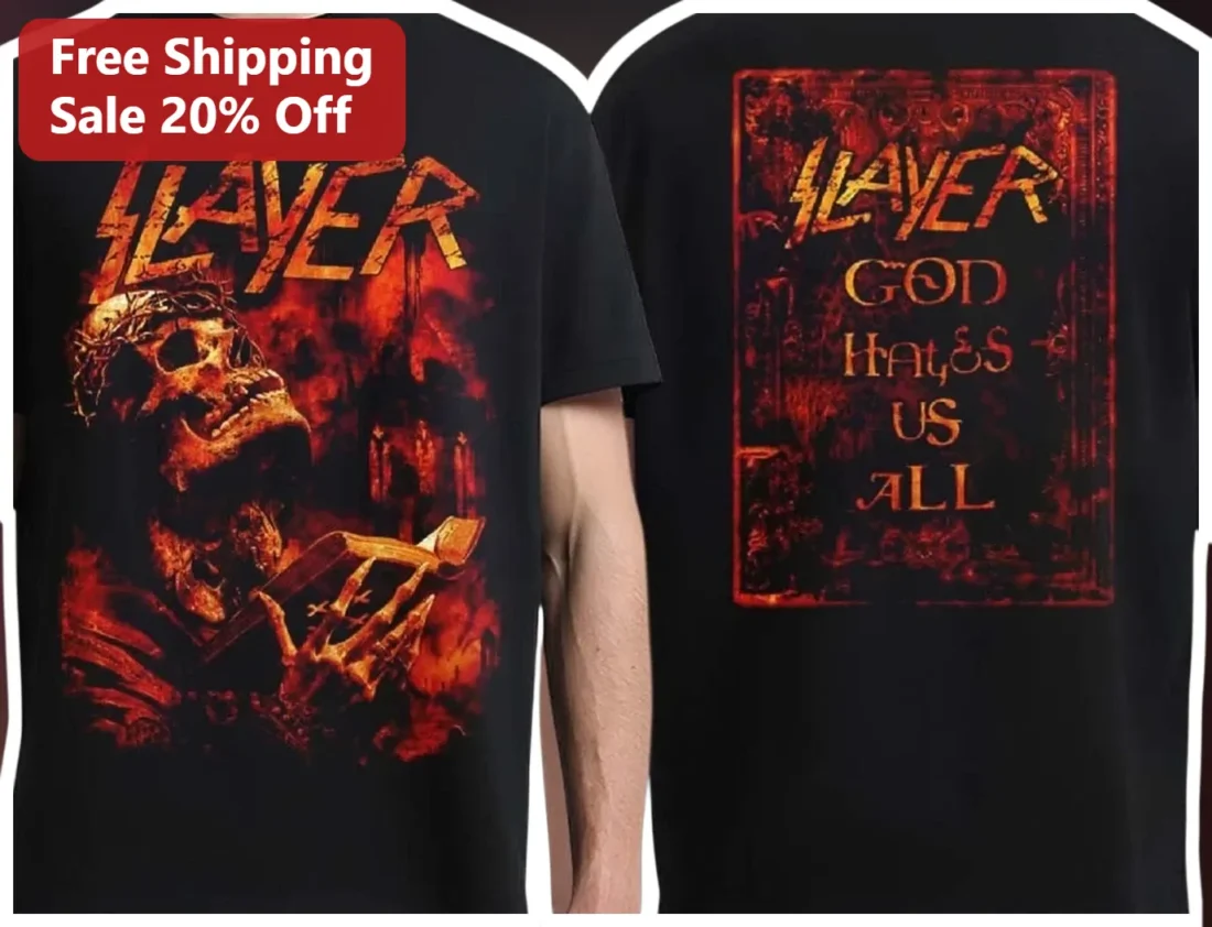 Slayer God Hates Us All Thrash Metal Band Graphic Tee available at our Miami, Florida warehouse