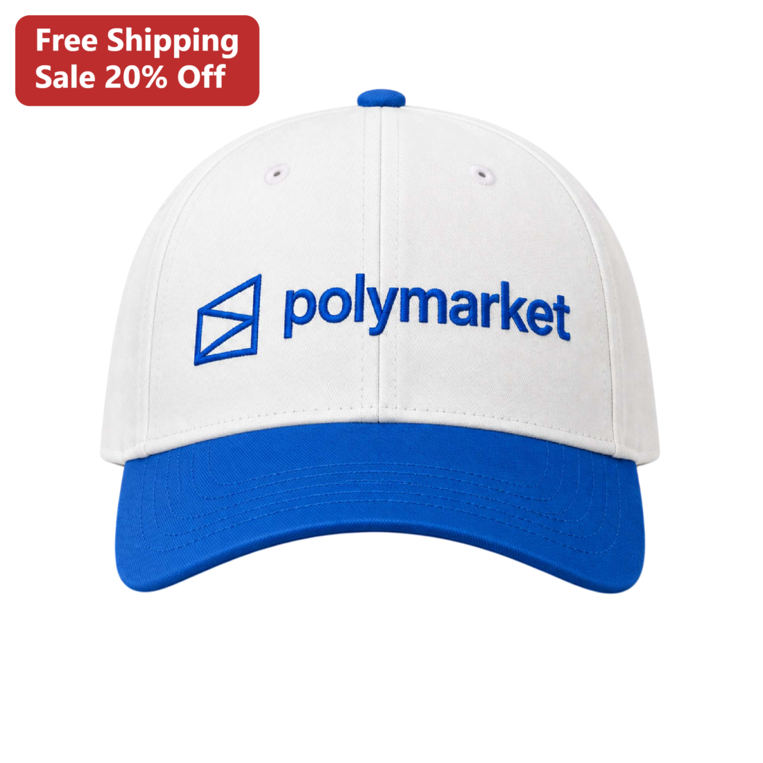 Polymarket Cap Crypto Prediction Market Merchandise White Baseball Hat For Traders available at our Miami, Florida warehouse