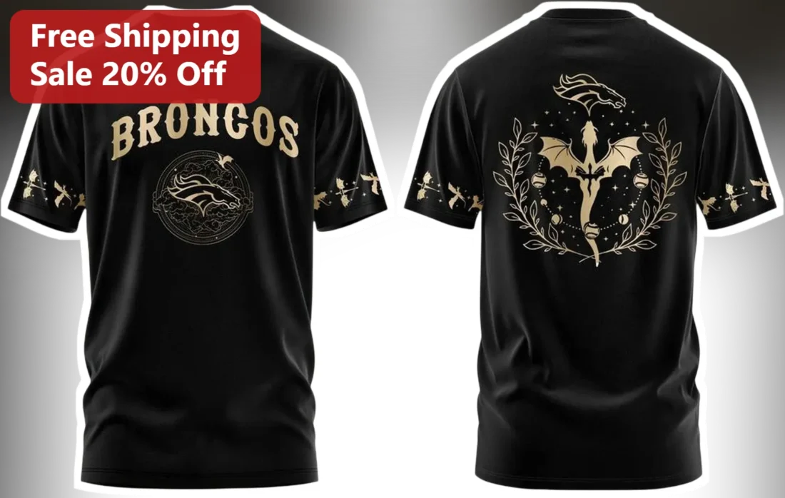 Denver Broncos Celestial Sword Graphic Tee Vintage NFL Fan Gift for Men Women available at our Miami, Florida warehouse