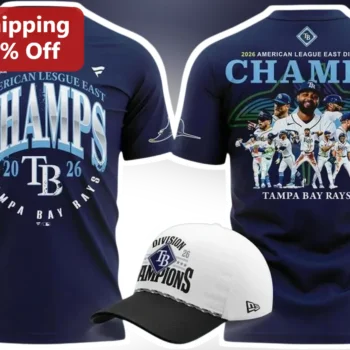 2026 American League East Division Champs Tampa Bay Rays Tee available at our Miami, Florida warehouse