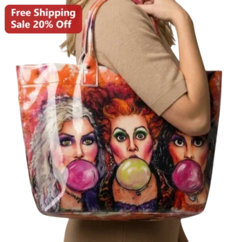 Hocus Pocus Tote Bag Sanderson Sisters Bubblegum Art Halloween Gift for Women available at our Miami, Florida warehouse