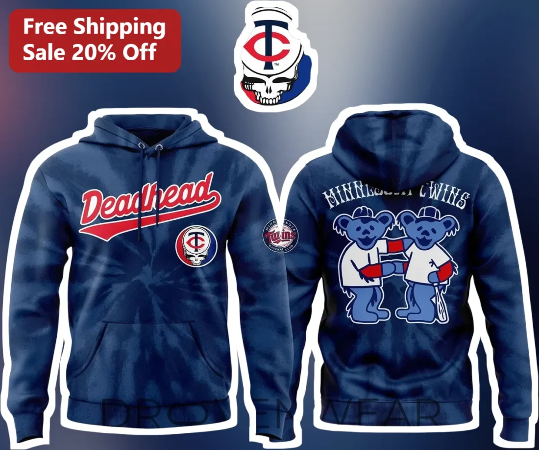 Deadhead Minnesota Twins Hoodie Navy Tie Dye Baseball Fan Apparel available at our Miami, Florida warehouse