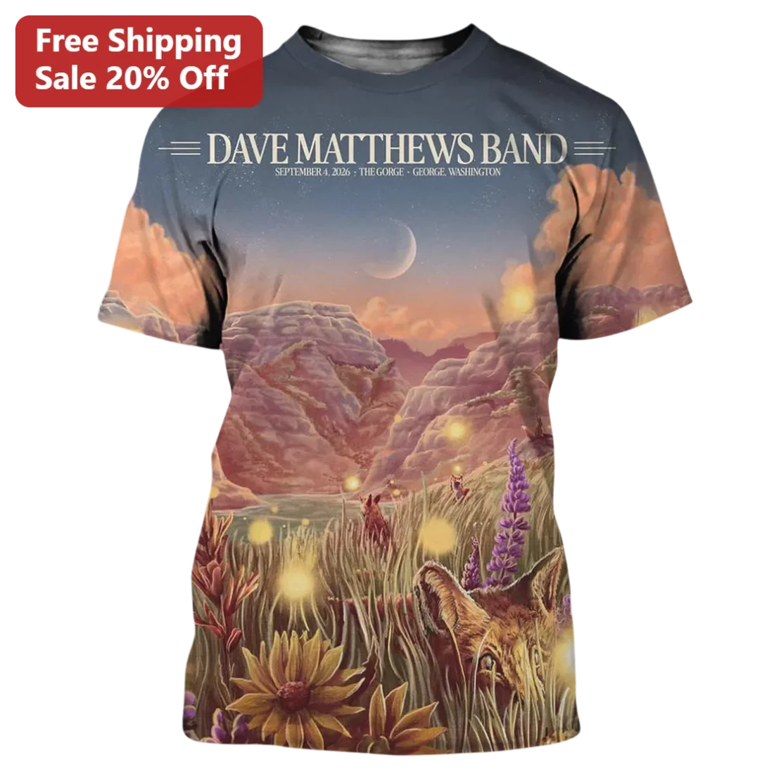 Dave Matthews Band Fantasy Landscape Graphic Tee for Music Fans available at our Miami, Florida warehouse