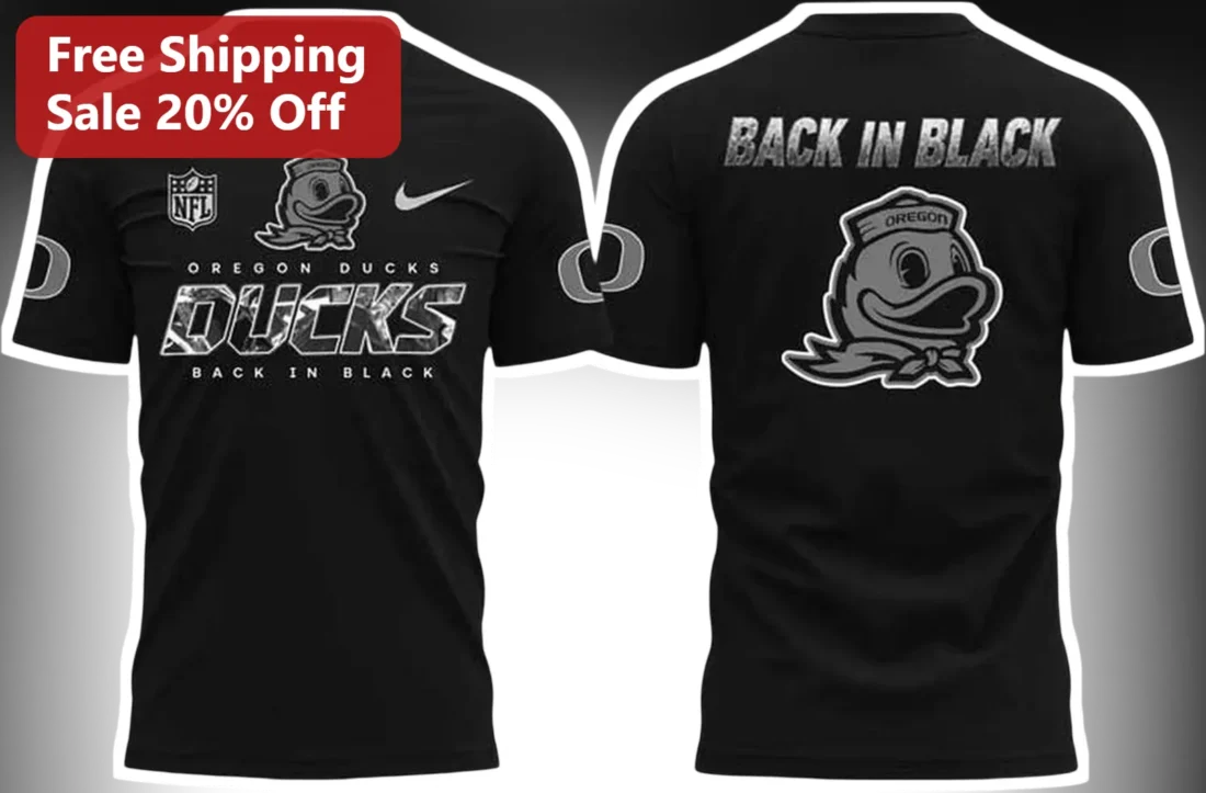 Oregon Ducks Back In Black Football Tee University Of Oregon Fan Shirt available at our Miami, Florida warehouse