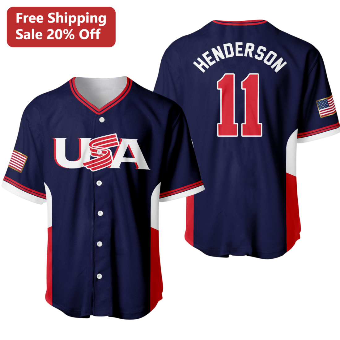 Team USA Baseball Jersey Navy Blue Patriotic Custom Name Number WBC 2026 Fan Gift available at our Miami, Florida warehouse