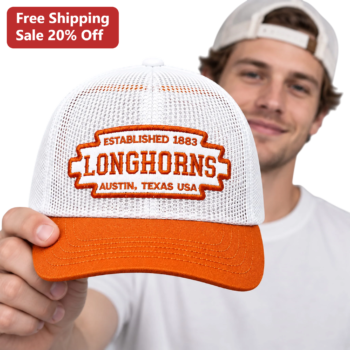 Established Longhorns Austin Texas Vintage Trucker Hat available at our Miami, Florida warehouse