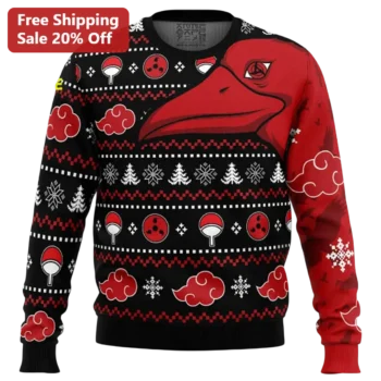 Itachi Uchiha Sweatshirt Ugly Christmas Sweater Style Naruto Anime Akatsuki Crow Sharingan Holiday G available at our Miami, Florida warehouse