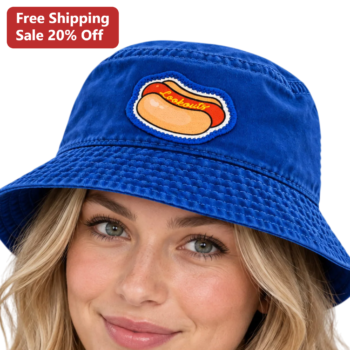 Lookout Hot Dog Embroidered Patch Bucket Hat Funny Foodie Gift available at our Miami, Florida warehouse