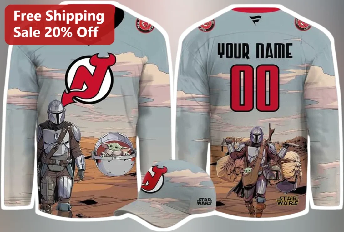 The Mandalorian Hockey Jersey Din Djarin Bounty Hunter Star Wars Fan Gear Custom Name Number Gift available at our Miami, Florida warehouse