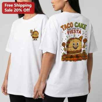 Taco Cake Make Every Day a Fiesta Tee, Funny Lets Taco Bout Cake Graphic Shirt for Foodies Fiesta Pa available at our Miami, Florida warehouse