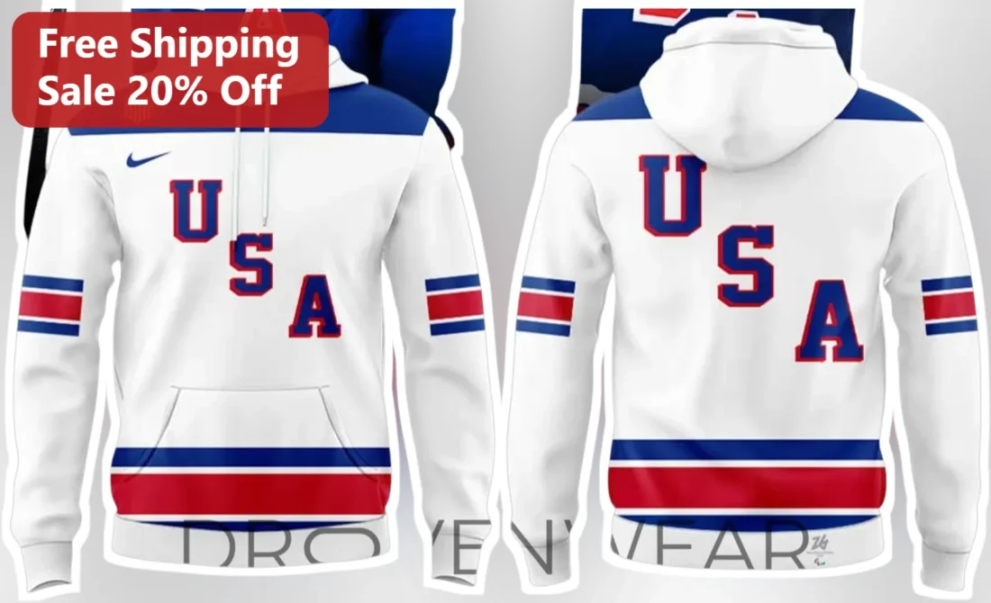 USA Hoodie Team USA Olympic Fan Gear Patriotic Pullover Sweatshirt for Men Women Sports Fans available at our Miami, Florida warehouse