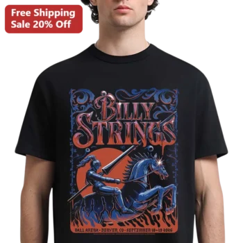 Billy Strings Tee Vintage Concert Poster Graphic T-Shirt for Jam Band Fans available at our Miami, Florida warehouse