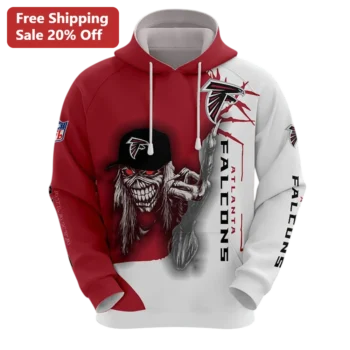 Atlanta Falcons Iron Maiden Eddie Hoodie NFL Fan Gear available at our Miami, Florida warehouse