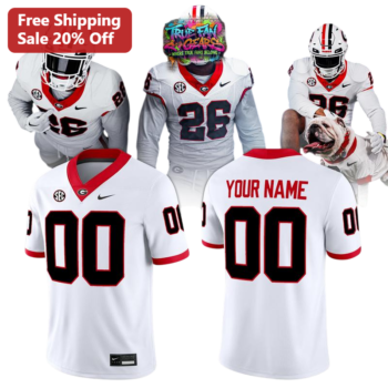Georgia Bulldogs Football Jersey Custom Name Number UGA White Replica Game Day Fan Gear available at our Miami, Florida warehouse
