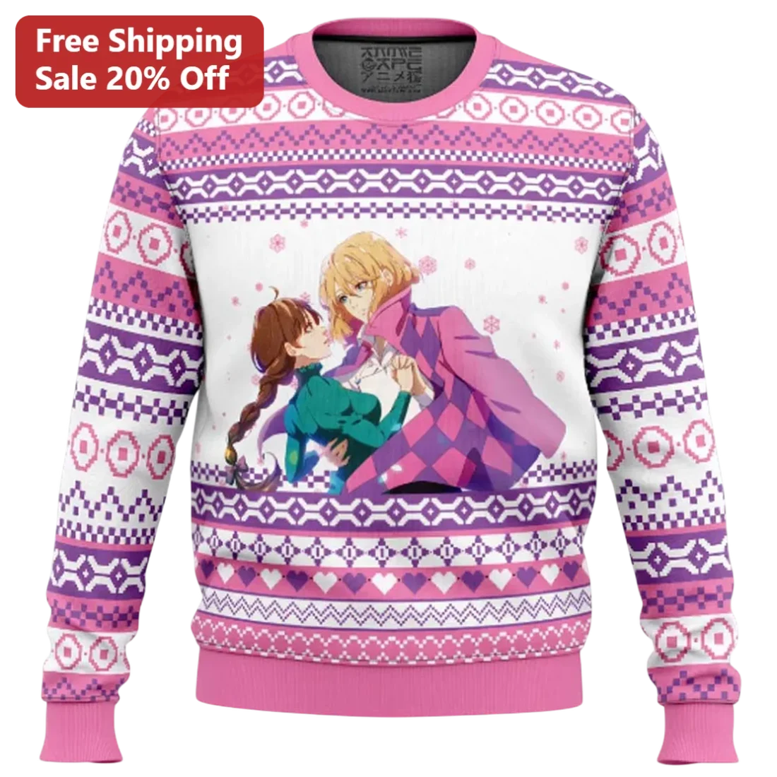 Giorno Giovanna Ugly Christmas Sweater, JoJo's Bizarre Adventure Anime Couple Holiday Knit Gift for available at our Miami, Florida warehouse