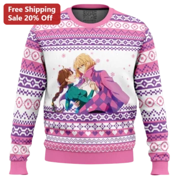 Giorno Giovanna Ugly Christmas Sweater, JoJo's Bizarre Adventure Anime Couple Holiday Knit Gift for available at our Miami, Florida warehouse
