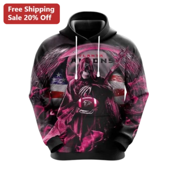 Atlanta Falcons Hoodie Grim Reaper Football Fan Pullover Black All-Over Print NFL Gift available at our Miami, Florida warehouse