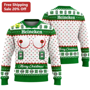 Heineken Merry Christmas Ugly Sweater Funny Holiday Party Beer Lover Gift available at our Miami, Florida warehouse