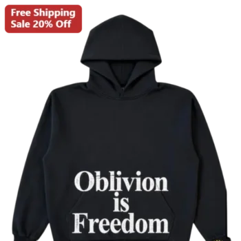 Oblivion is Freedom Hoodie Black Gothic Typography Nihilism Quote Streetwear Apparel available at our Miami, Florida warehouse
