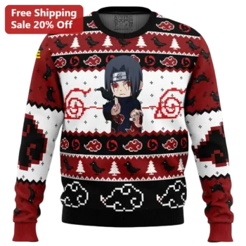 Itachi Uchiha Ugly Christmas Sweater Naruto Akatsuki Holiday Knit Gift for Anime Fans available at our Miami, Florida warehouse