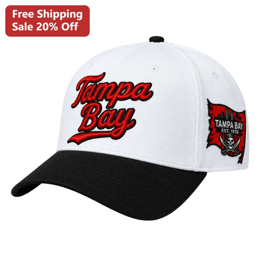 Tampa Bay Hat Embroidered Baseball Cap with Pirate Flag Patch Sports Fan Gear Florida Souvenir Dad H available at our Miami, Florida warehouse