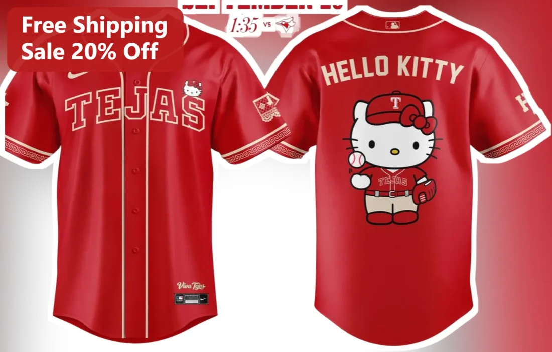 Tejas Hello Kitty Jersey San Antonio Spurs Texas Rangers Baseball Style Fan Gear available at our Miami, Florida warehouse