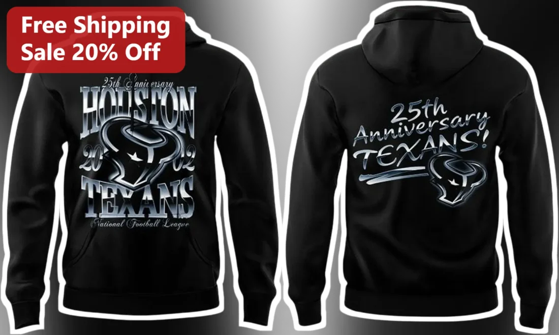 25th Anniversary Houston Texans National Football League Hoodie available at our Miami, Florida warehouse