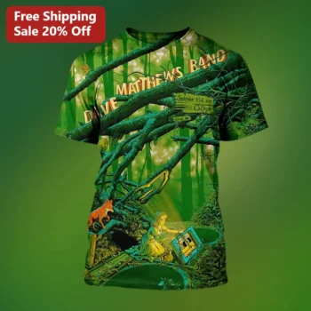 Dave Matthews Band Tee Psychedelic Forest Fox Graphic Shirt DMB Concert Merch Gift available at our Miami, Florida warehouse