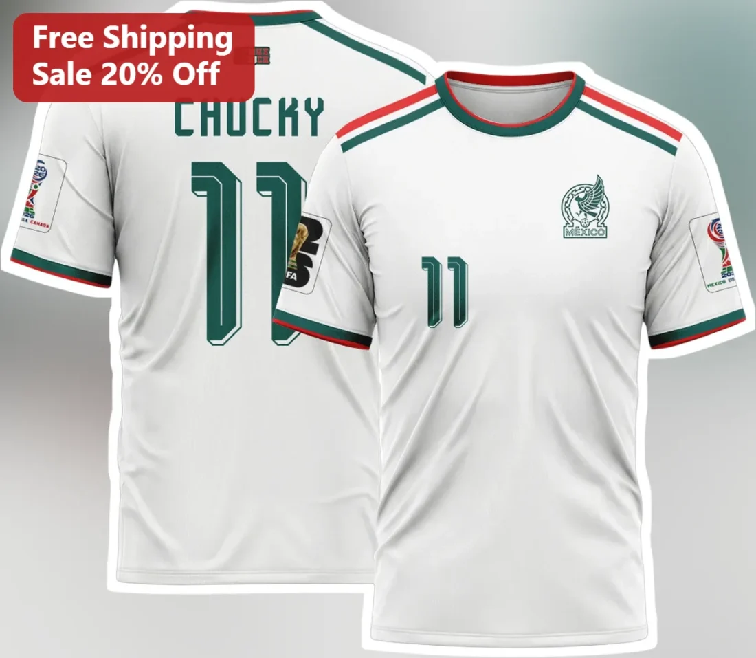 Mexico Soccer Fan Tee World Cup 2026 El Tri Jersey Style Graphic T-Shirt for Men Women available at our Miami, Florida warehouse
