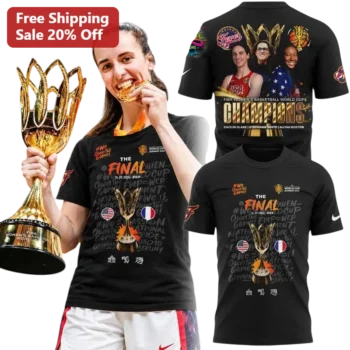 FIBA Women's Basketball World Cup Champions Tee USA vs France Final Commemorative Shirt available at our Miami, Florida warehouse
