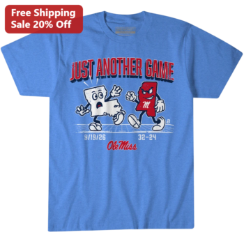 Just Another Game Ole Miss Rebels Vintage Mascot Football Tee available at our Miami, Florida warehouse