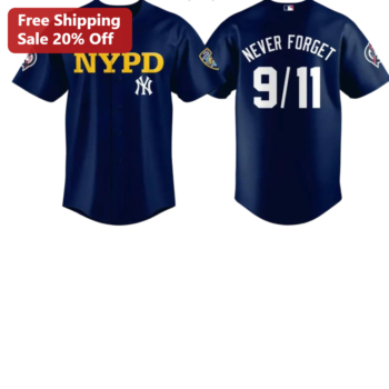 NYPD Never Forget 9/11 Baseball Jersey First Responder Memorial Tribute Shirt available at our Miami, Florida warehouse
