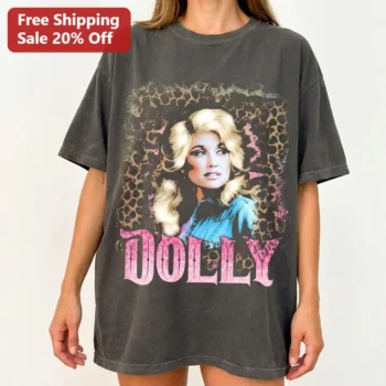 Dolly Parton Tee Vintage Oversized Western Leopard Print Country Music Shirt Gift for Women available at our Miami, Florida warehouse