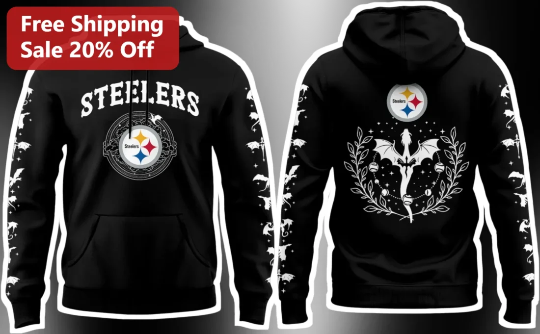 Steelers Hoodie Steelers Dragon Motif Gothic Pullover for Men Women NFL Fan Gear available at our Miami, Florida warehouse